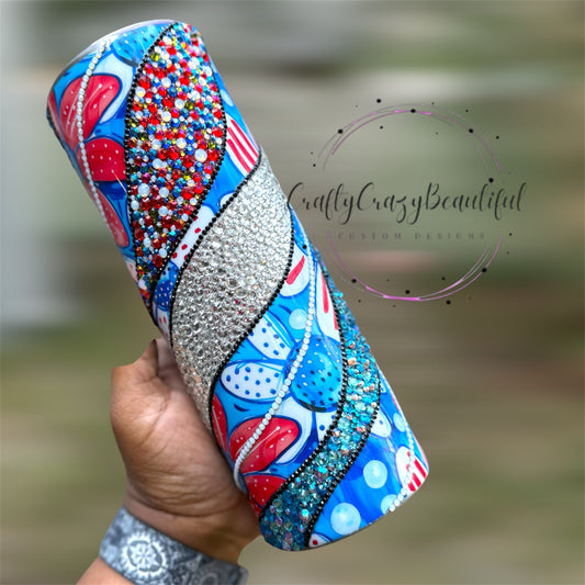 Red, White and Bling 20oz Tumbler