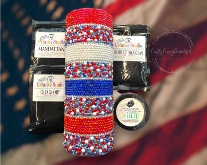 20oz Rhinestone Red, White and Blue Tumbler