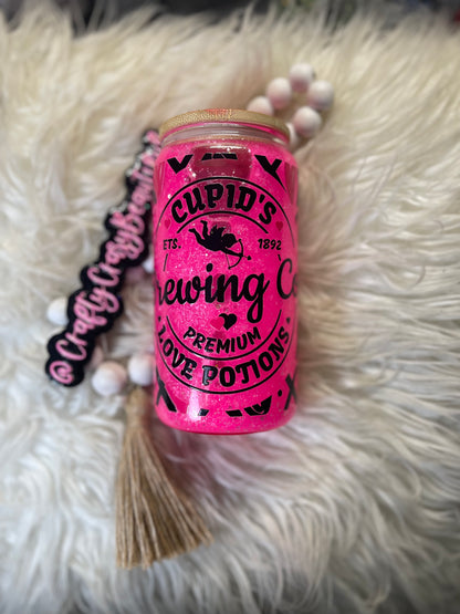 RTS Valentine’s Hot Pink Cupid Snowglobe Tumbler