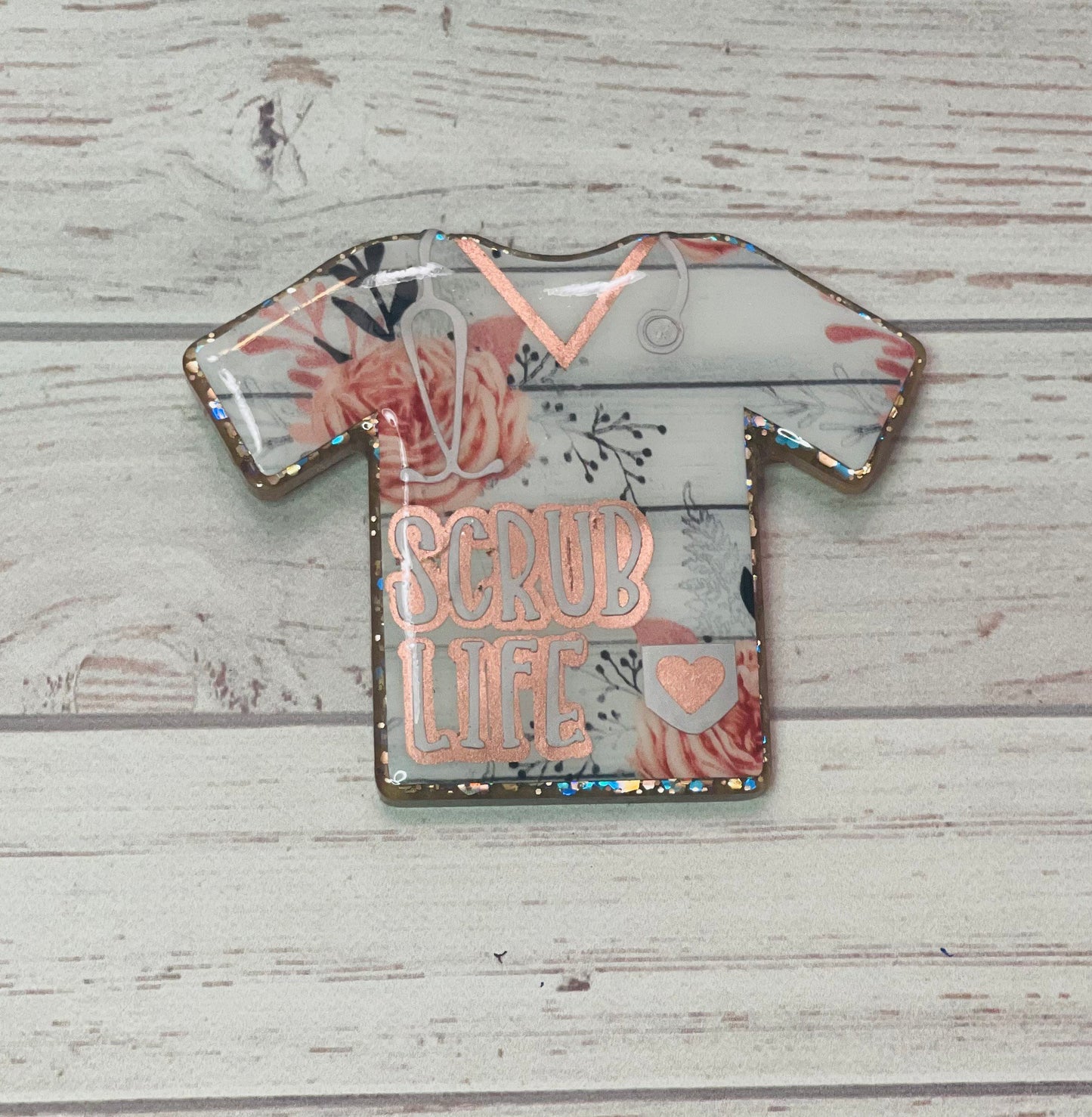 Scrub Life Floral Badge Reel