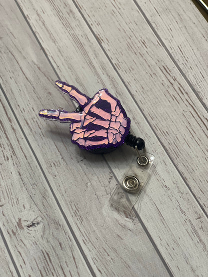 Skeleton Peace Sign Badge Reel
