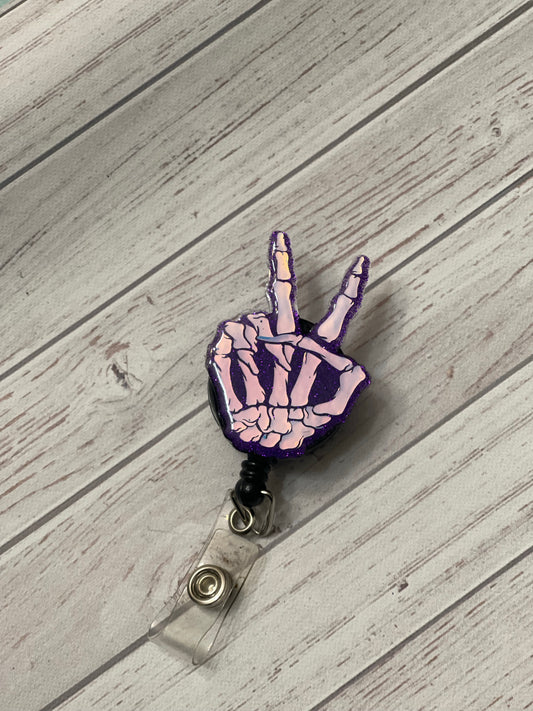 Skeleton Peace Sign Badge Reel