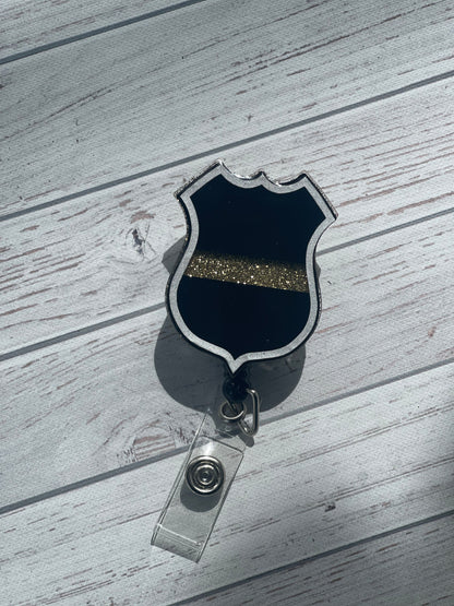 Thin Gold Line Police Badge Badge Reel