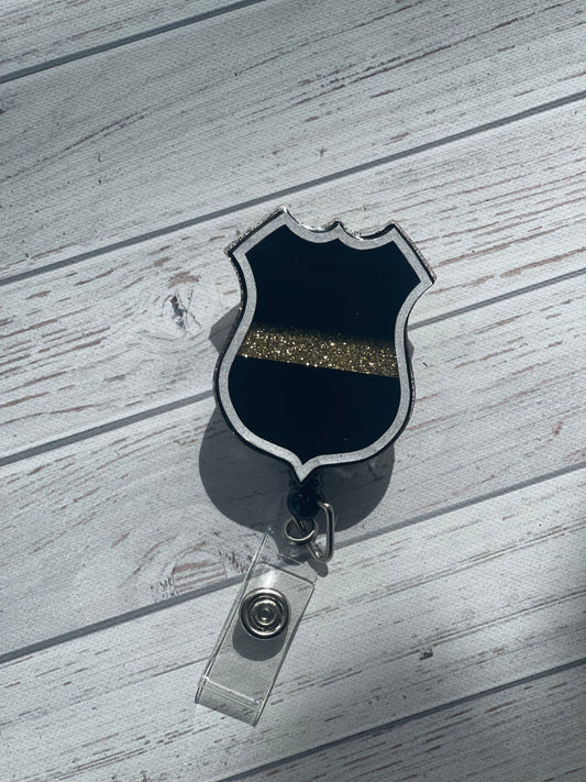 Thin Gold Line Police Badge Badge Reel