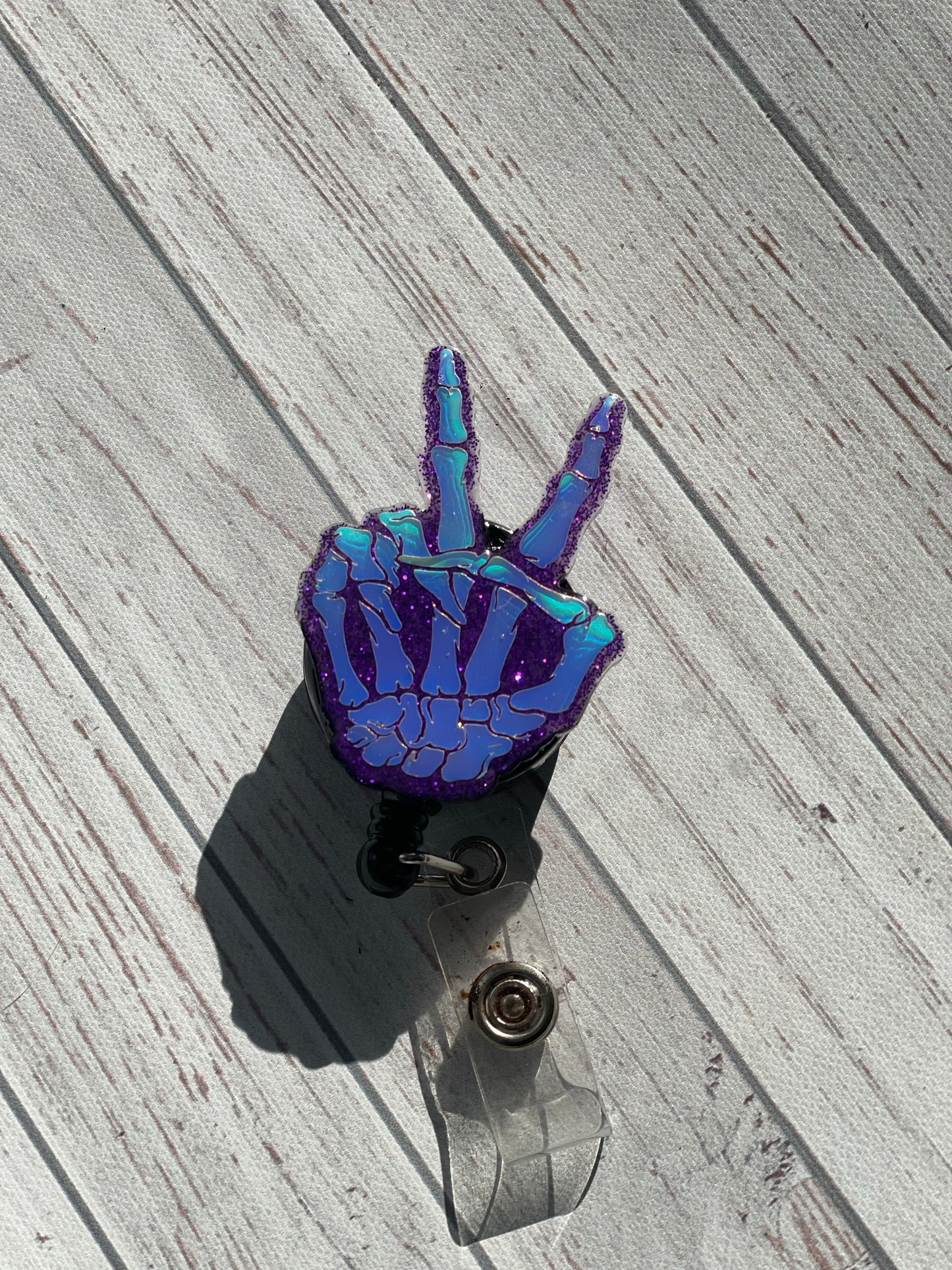 Skeleton Peace Sign Badge Reel