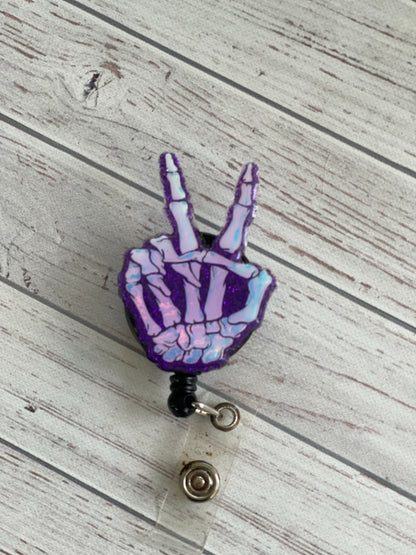 Skeleton Peace Sign Badge Reel