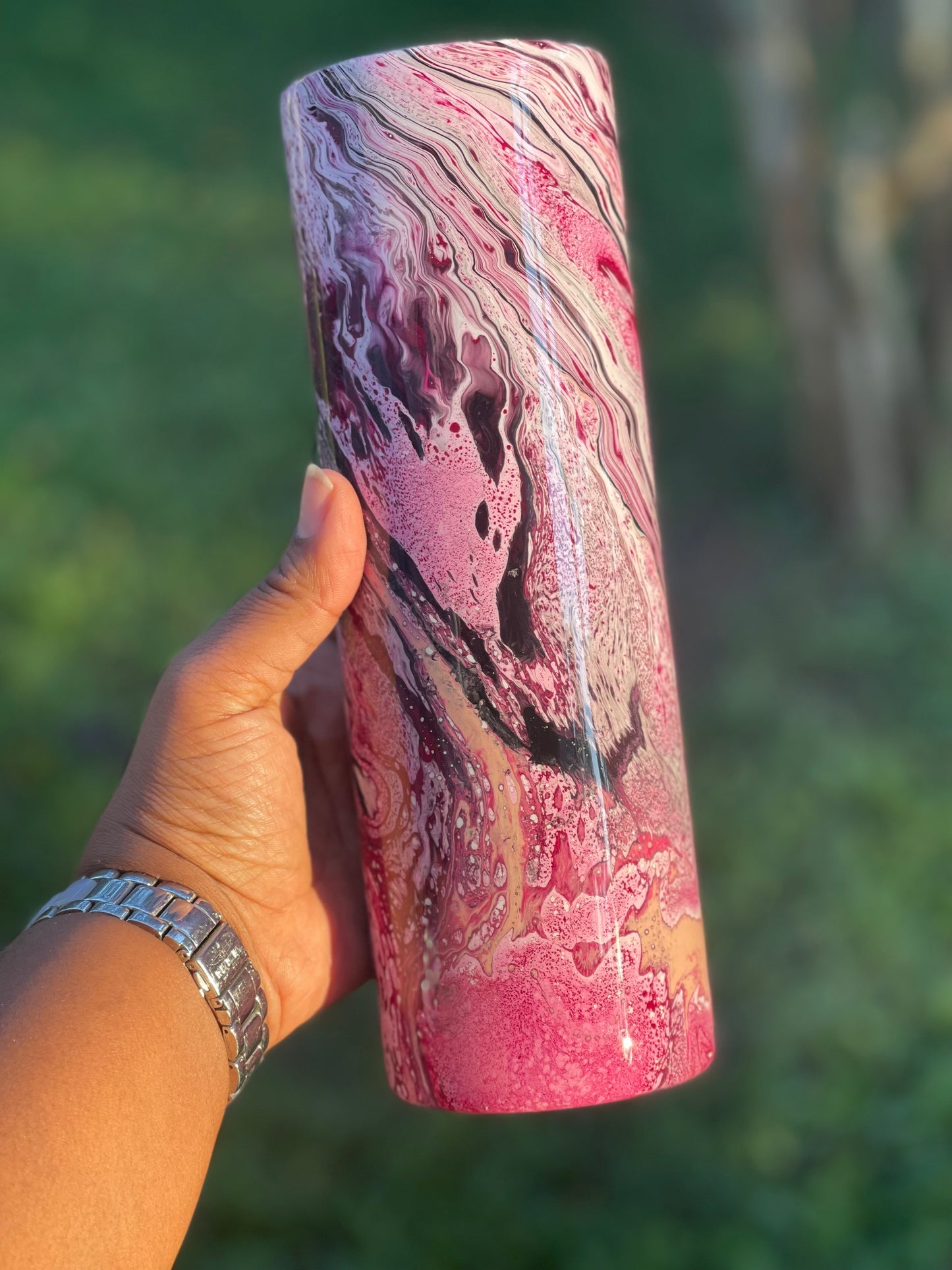 Stainless Steel “Cranberry” Skinny Tumbler