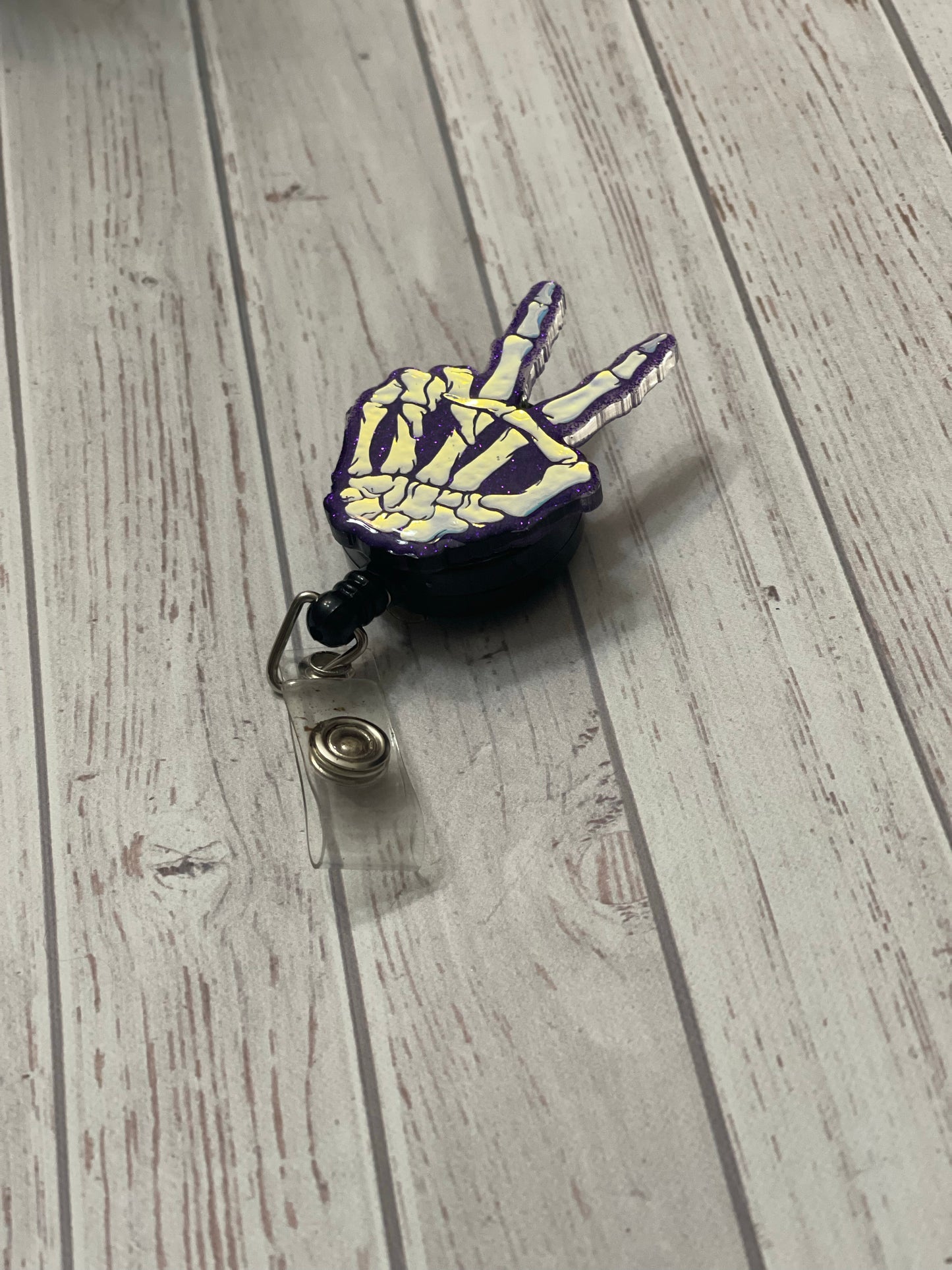 Skeleton Peace Sign Badge Reel