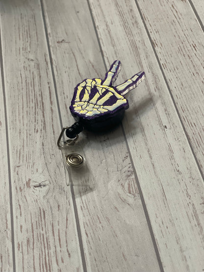 Skeleton Peace Sign Badge Reel